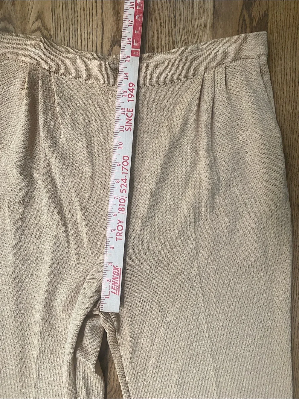 Womens St. John Santana knit straight leg pant gold 12 quiet luxury minimalist